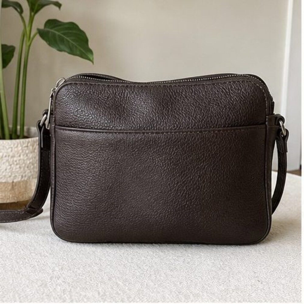 Espresso Pebbled Crossbody Bag